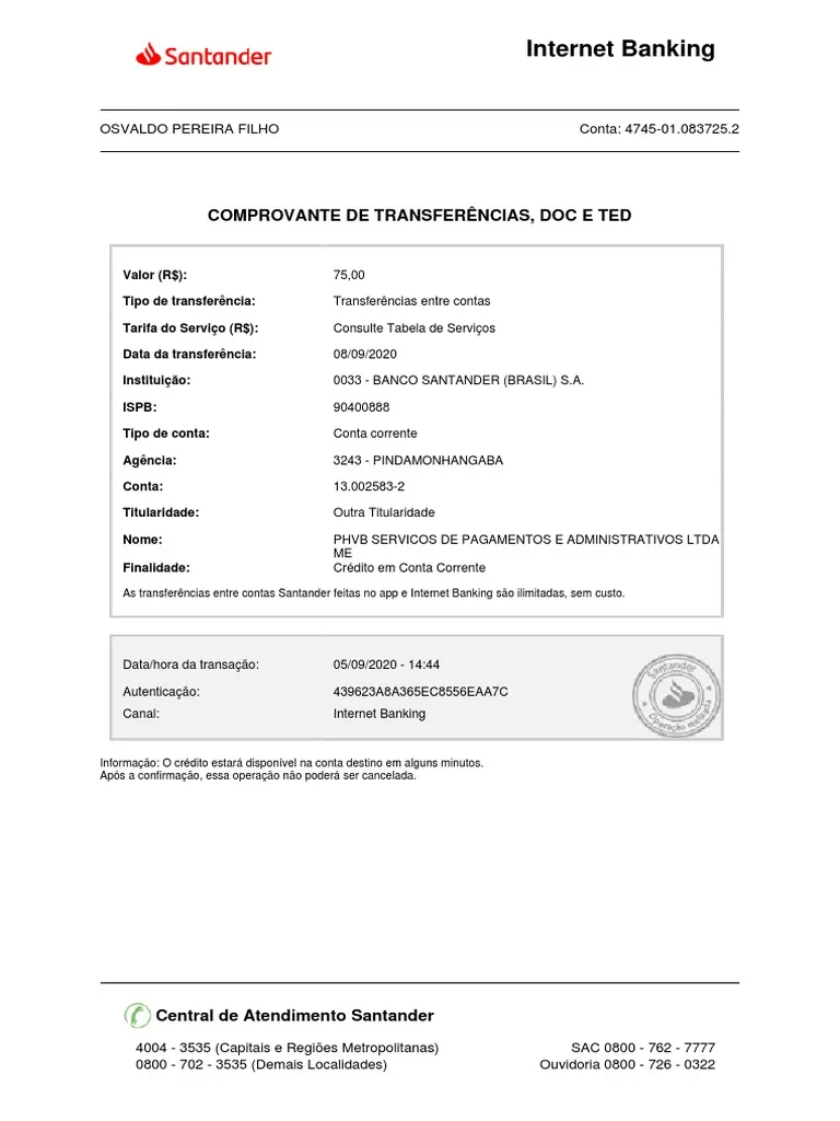 comprovante pix falso santander