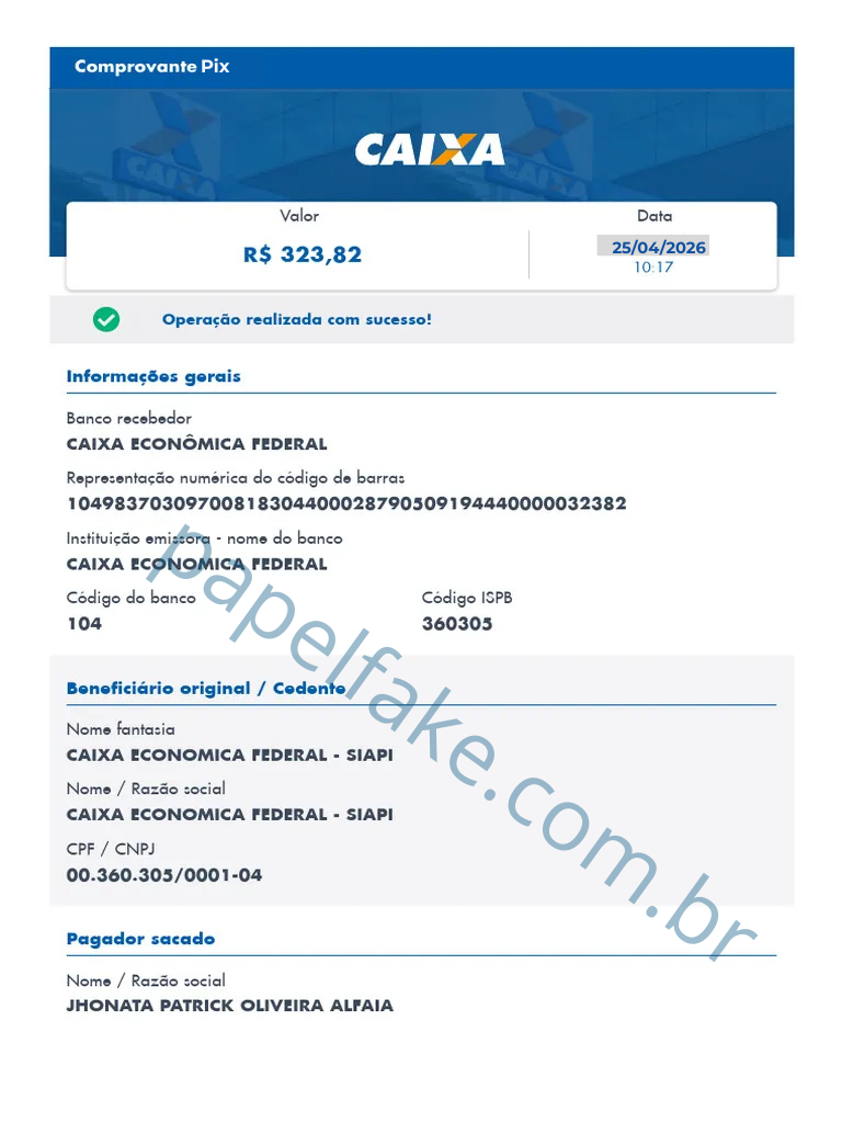 comprovante editavel caixa economica federal pix
